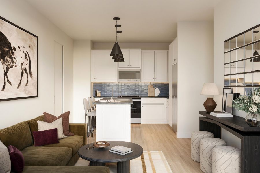 Ryder at Willow Brook Stylish Wood and Marble Kitchen Island